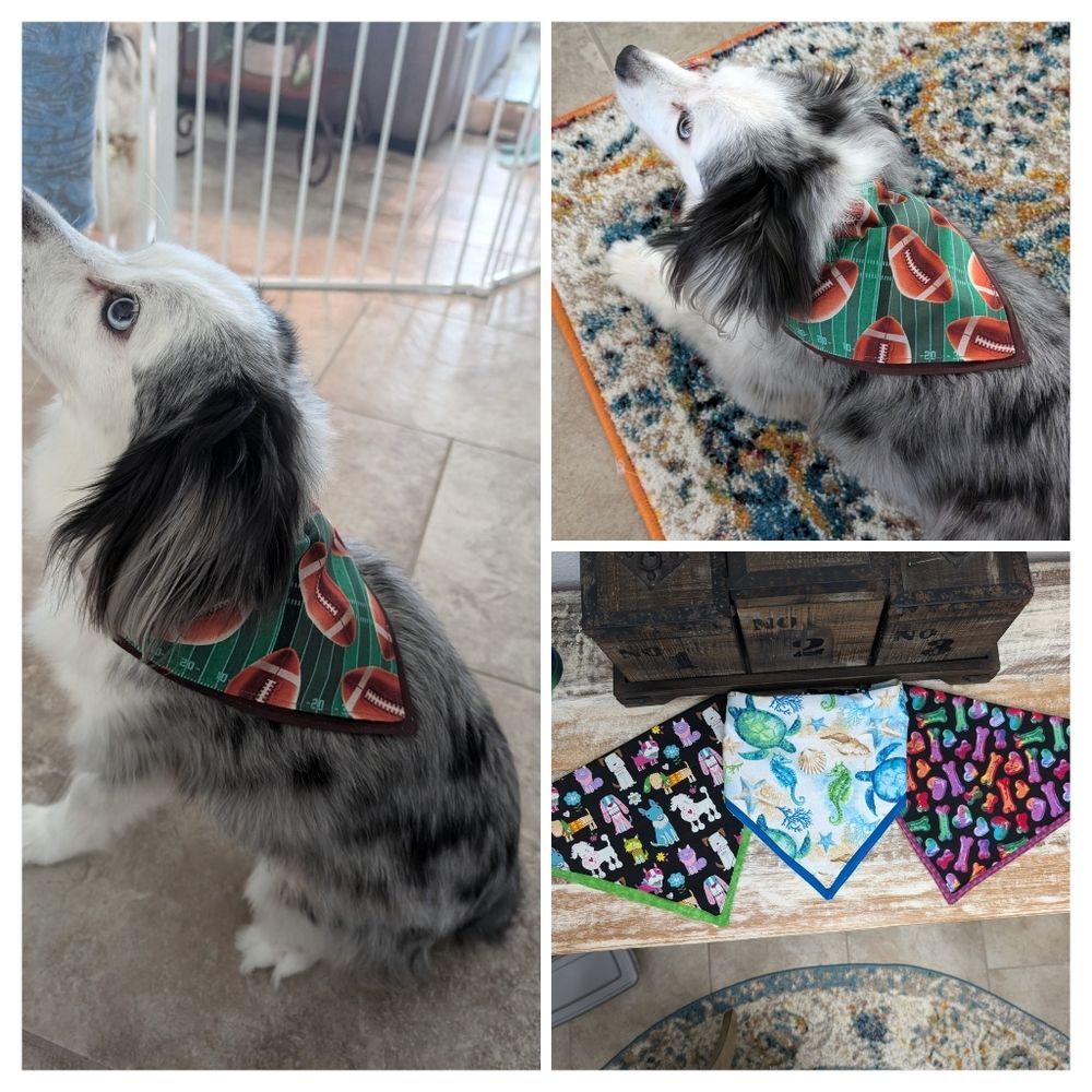 Hand Crafted Over the Collar Pet/Dog Bandana Set of 3 Size X-Large